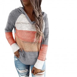 Multicolor hooded sweater - stitching patternHoodies & Jumpers