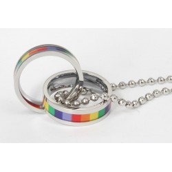 Rainbow double rings pendant - stainless steel necklaceNecklaces