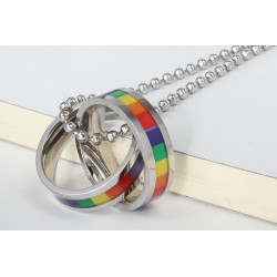 Rainbow double rings pendant - stainless steel necklaceNecklaces