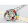Rainbow double rings pendant - stainless steel necklaceNecklaces