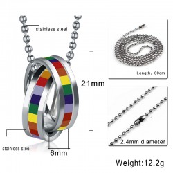 Rainbow double rings pendant - stainless steel necklaceNecklaces