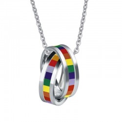 Rainbow double rings pendant - stainless steel necklaceNecklaces