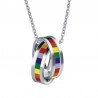 Rainbow double rings pendant - stainless steel necklaceNecklaces