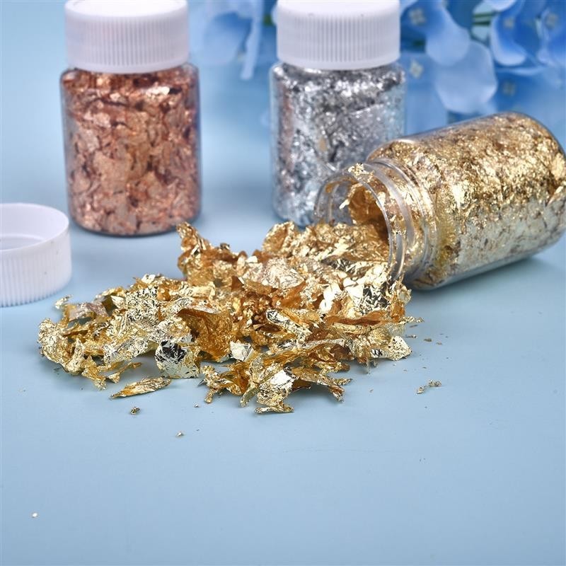 Gold foil paper - flakes - confetti - for epoxy resin craft / nail art / jewelry makingNail polish Gold foil paper - flakes - confetti - for epoxy resin craft / nail art / jewelry makingNail polish