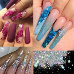 Nail art glitter - mixed hexagon shape / sequins / flakes / slices - 50gNail polish