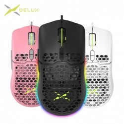 Delux M700A - wired gaming mouse - RGB - 7200DPI - lightweight - ergonomic - honeycomb shellMouses