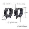 Hip Hop style small round earrings - with rivets - black / silver - unisexEarrings
