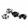 Hip Hop style small round earrings - with rivets - black / silver - unisexEarrings