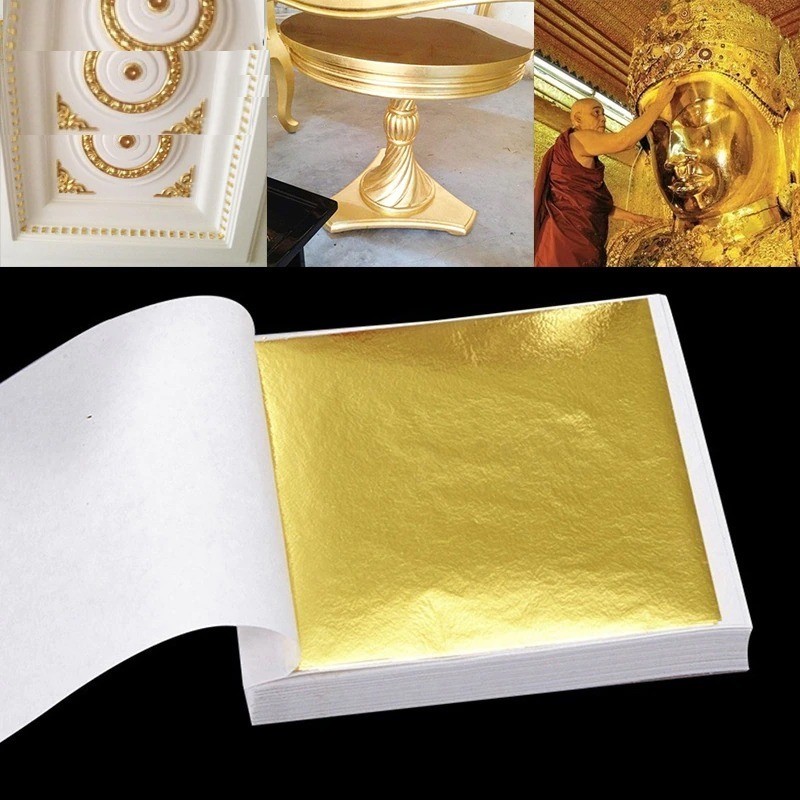 Shiny gold leaf - sheet paper - for gilding furniture / walls / craft / decoration - 9 * 9 cm - 100 sheetsDecoration