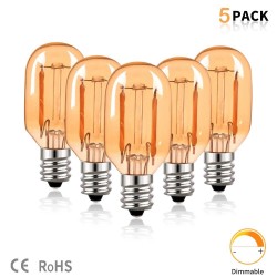 Vintage LED bulb - Edison tube - T22 - 2200K - E12 / E14 - 1W - dimmable - amber glass - 5 piecesE14