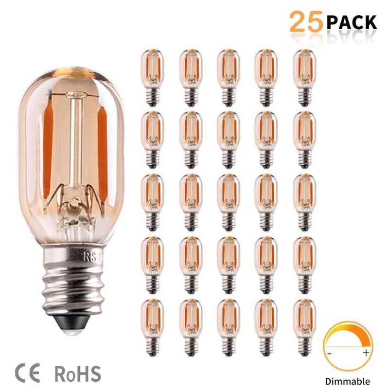 Vintage LED bulb - Edison tubular - T22 - E12 - E14 - 1W - dimmable - 2200K gold - 25 piecesE14
