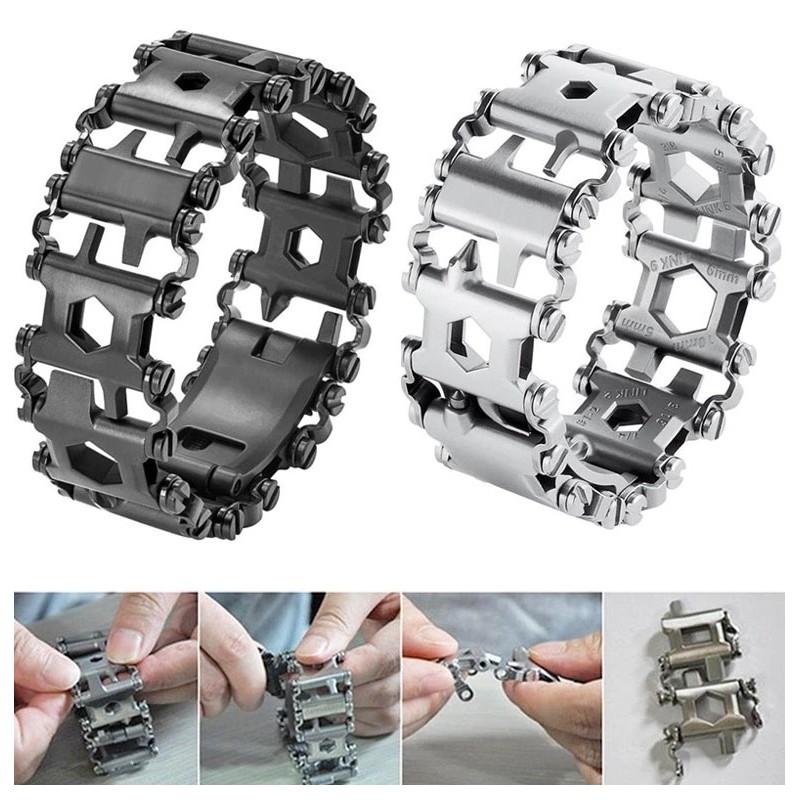 29 in 1 multi tool - stainless steel bracelet - screwdriver / bottle opener / allen wrenchBracelets