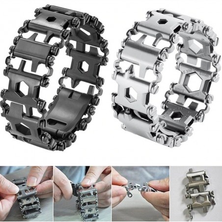 29 in 1 multi tool - stainless steel bracelet - screwdriver / bottle opener / allen wrenchBracelets