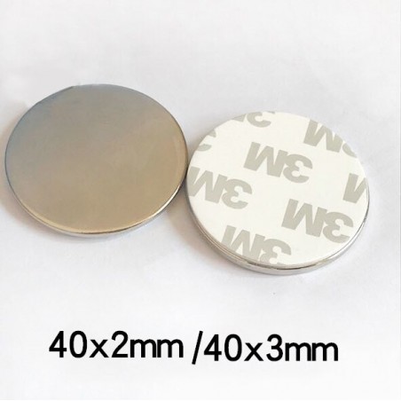 N35 - neodymium magnet - strong round disc - with 3M double-sided tape - 40 * 2mm / 40 * 3mmN35