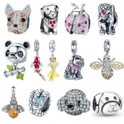 Charms / beads / pendants - for bracelet - 925 sterling silver - ladybug - cat - bulldog - turtle - elephant - beeBracelets