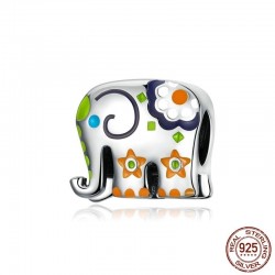 Thailand elephant - colorful enamel - 925 Sterling Silver - charm for braceletBracelets