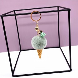 Metal keychain - with a fluffy ice cream pendantKeyrings