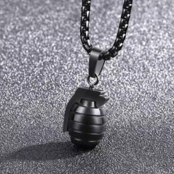 Hand grenade pendant - with necklace - stainless steelNecklaces