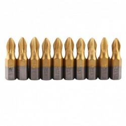 Magnetic screwdriver bits - titanium coated - non-slip - 1/4 inch hex shank - 25mm - 10 piecesBits & drills