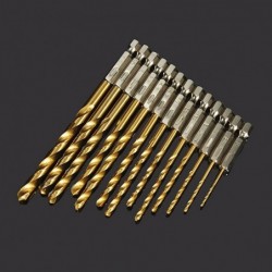 Steel drill bits - HSS titanium coated - 1/4 inch hex shank - high speed - 1.5-6.5mm - 13 piecesBits & drills