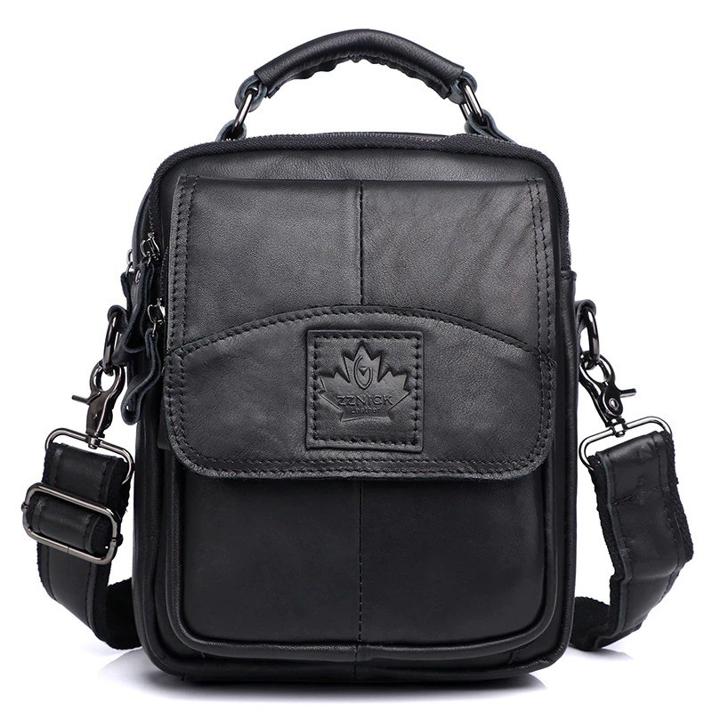 Luxurious crossbody bag - with zippers - genuine leatherBags