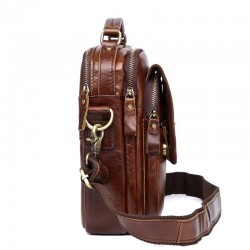 Luxurious crossbody bag - with zippers - genuine leatherBags