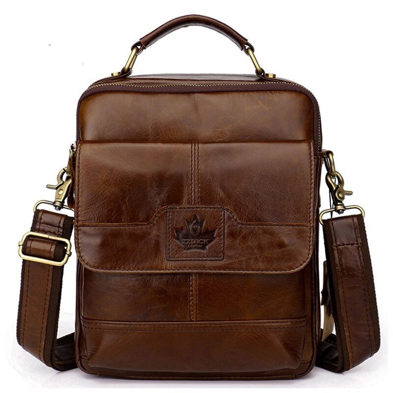 Elegant shoulder bag - with zippers - genuine leatherBags