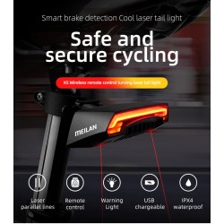 Bike brake light - turning light - flash tail rear lamp - laser line - with remote control - wireless - waterproofLights
