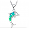 Silver necklace with a colorful opal dolphinNecklaces