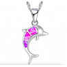 Silver necklace with a colorful opal dolphinNecklaces