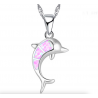 Silver necklace with a colorful opal dolphinNecklaces