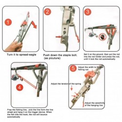 Fishing rod holder - bracket - automatic spring - adjustable - foldable - stainless steelTools