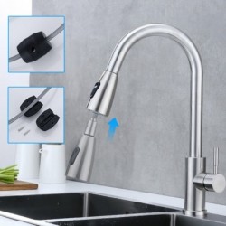 Kitchen faucet - pull-out head nozzle - rotatable - stainless steelKitchen faucets