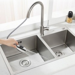 Kitchen faucet - pull-out head nozzle - rotatable - stainless steelKitchen faucets