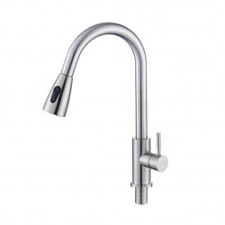 Kitchen faucet - pull-out head nozzle - rotatable - stainless steelKitchen faucets