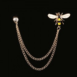 Vintage brooch with chain - pin for collar / shirt - bee / flowersBrooches