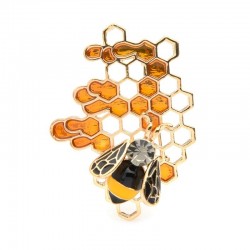 Enamel bee / honeycomb - elegant broochBrooches