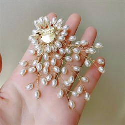 Branch with oval pearls - fashionable broochBrooches