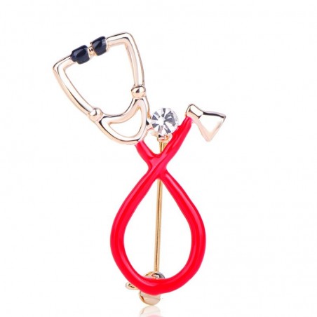 Stethoscope shaped brooch with crystalBrooches