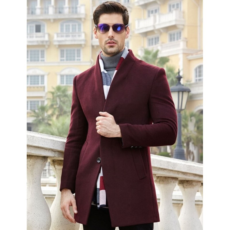Men's wool coat - long jacket - slim fitJackets