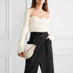 Stylish long sleeve pullover - sexy t-shirt - square collarBlouses & shirts