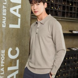 Men's POLO pullover - t-shirt with buttons - cashmereHoodies & Sweatshirt