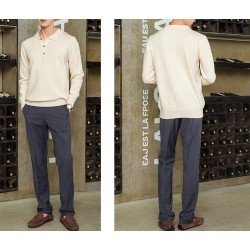 Men's POLO pullover - t-shirt with buttons - cashmereHoodies & Sweatshirt