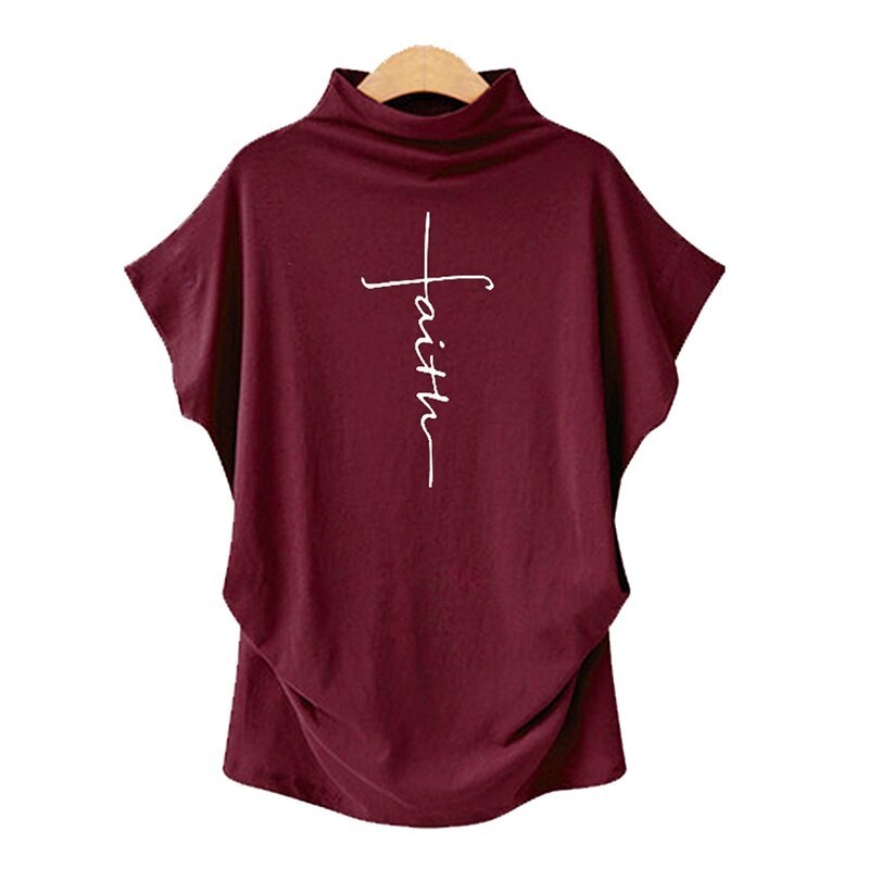 Short sleeve t-shirt - classic top - Faith Cross printedBlouses & shirts