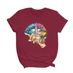 Lips / whisper words / watercolor graphic - trendy short sleeve t-shirtBlouses & shirts
