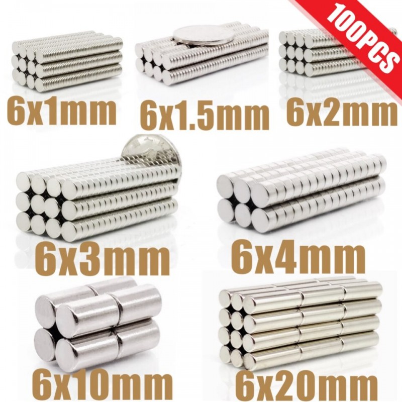 N35 - neodymium magnet - mini round disc - 6 * 1mm - 6 * 20mm - 100 piecesN35