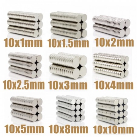 N35 - round neodymium magnet - 10 * 1mm - 10 * 10mm - 20 piecesN35