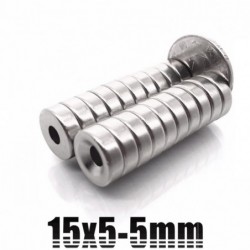 N35 - neodymium magnet - round countersunk disc - 15 * 5mm - with 5mm holeN35