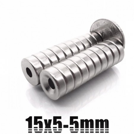 N35 - neodymium magnet - round countersunk disc - 15 * 5mm - with 5mm holeN35