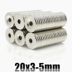 N35 - neodymium magnet - round countersunk disc - 20 * 3mm - with 5mm holeN35
